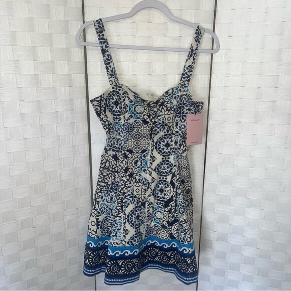 Avec Les Filles Floral Blue Dress Sweetheart Neckline Mini Sundress Womens 2 - Picture 3 of 14